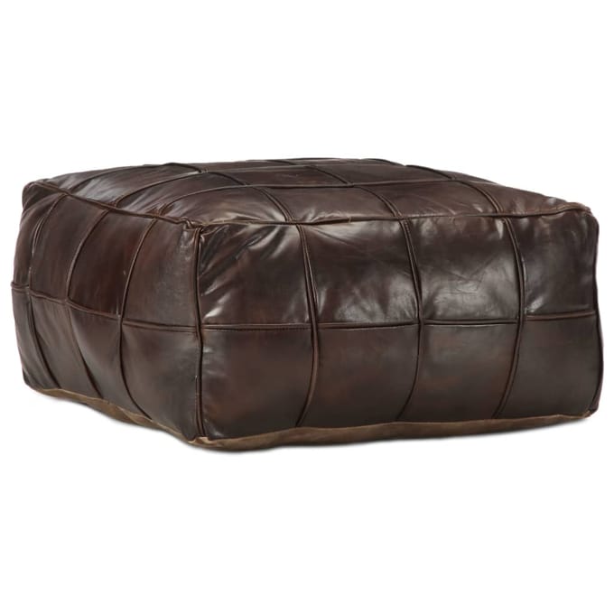 vidaXL - Poef - 60x60x30 - cm - echt - geitenleer - donkerbruin