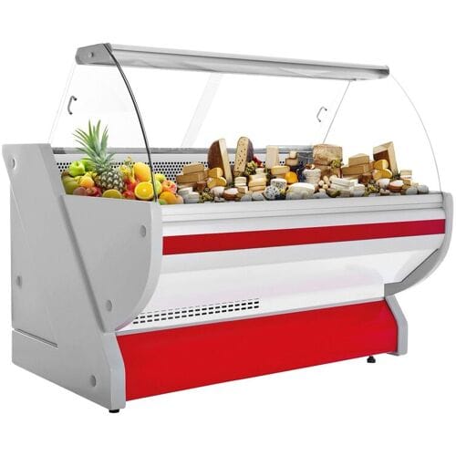 GGM Gastro Kühl-/ Fleischtheke - 1700mm - Rot - mit Fleischlicht & beleuchteter Frontblende