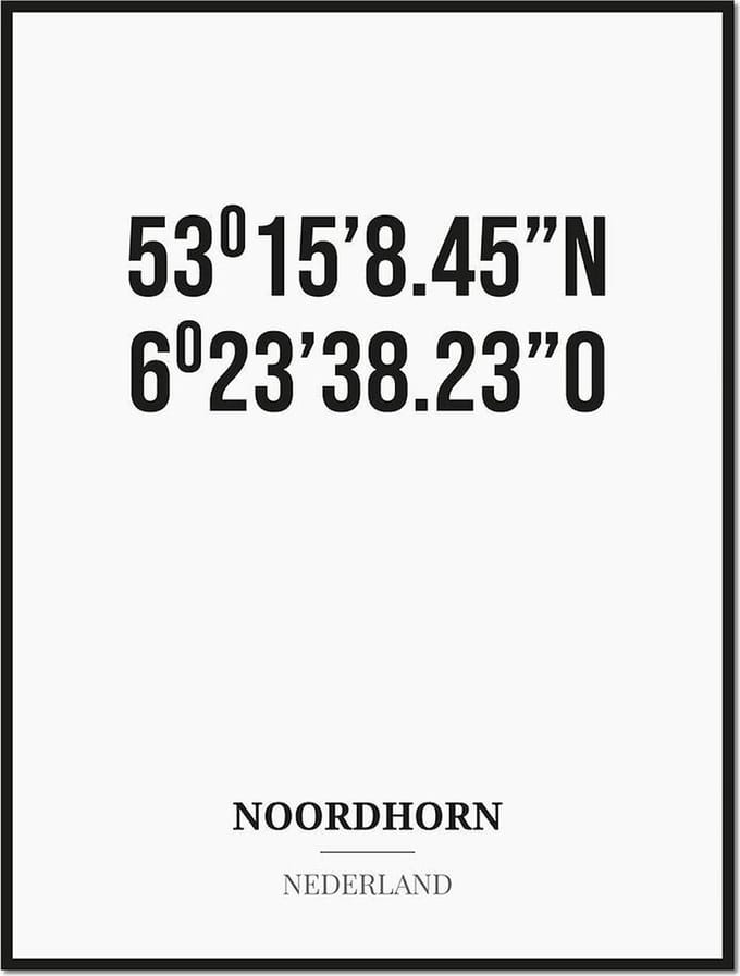 Poster/kaart NOORDHORN met coördinaten