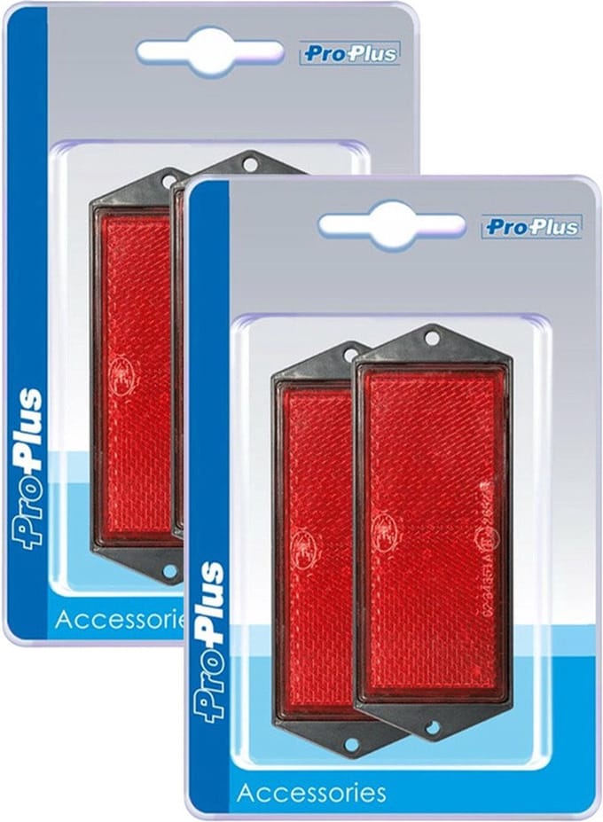 Pro Plus Reflector - set 4x - rood - schroefbevestiging - 104 x 40 mm