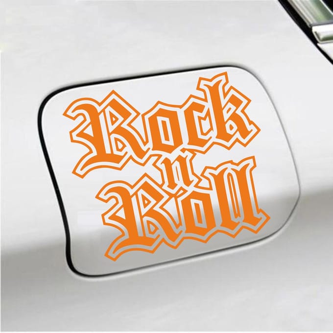 Bumpersticker - Rock N Roll - 13 X 15 - Oranje