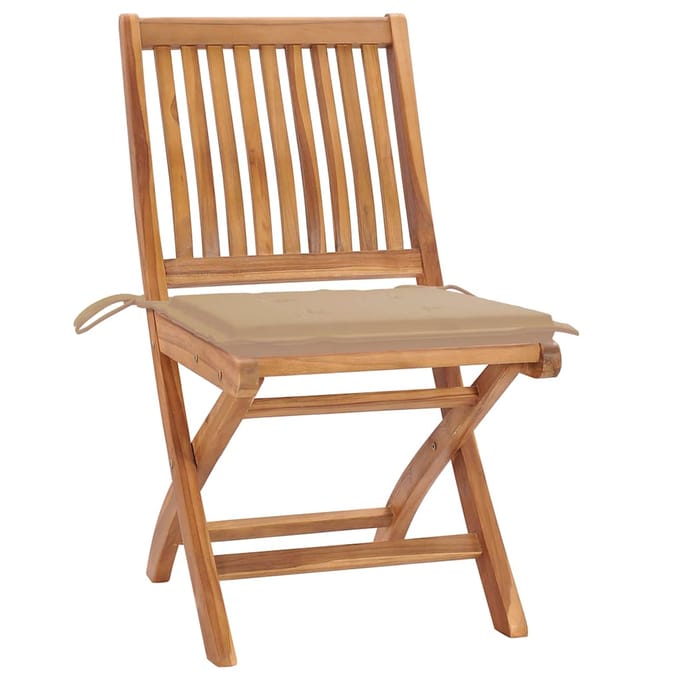 vidaXL - Opklapbare - stoelen - met - kussens, - 8 - stuks, - massief - teakhout