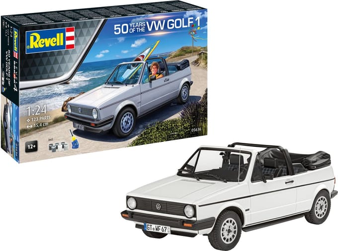 Revell Modelbouwpakket Auto - 05636 Volkswagen VW Golf 1 Cabriolet - 50 Jaar! - Auto - Geschenkset Plastic - 1:24 - Modelbouw