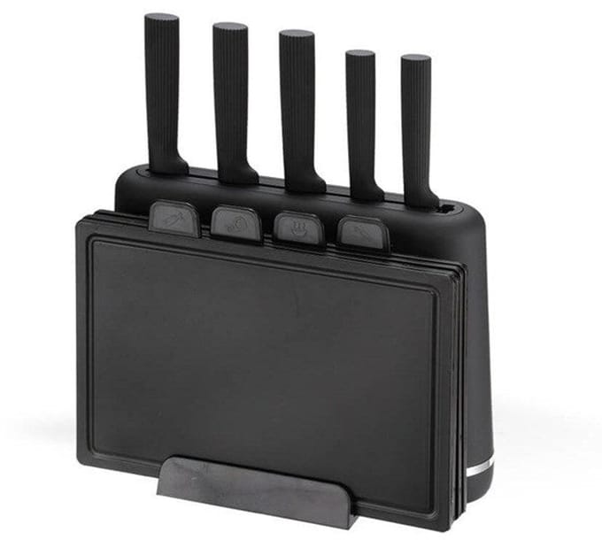 Maestro MR-1412-BLACK Knife set with block + Cutting board set Black