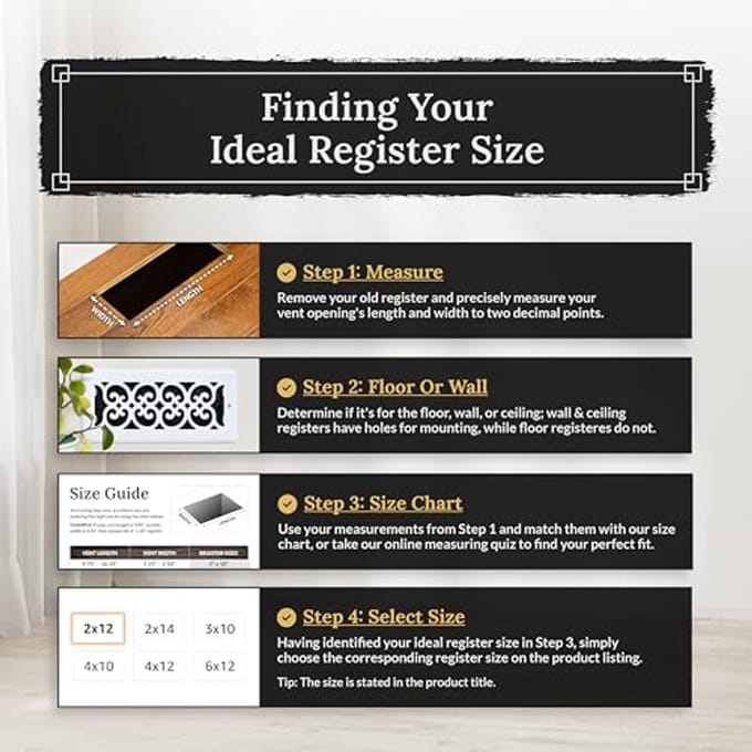 Vloerregister 6x10 Inch met Scroll Design in Staal voor Wand en Plafond