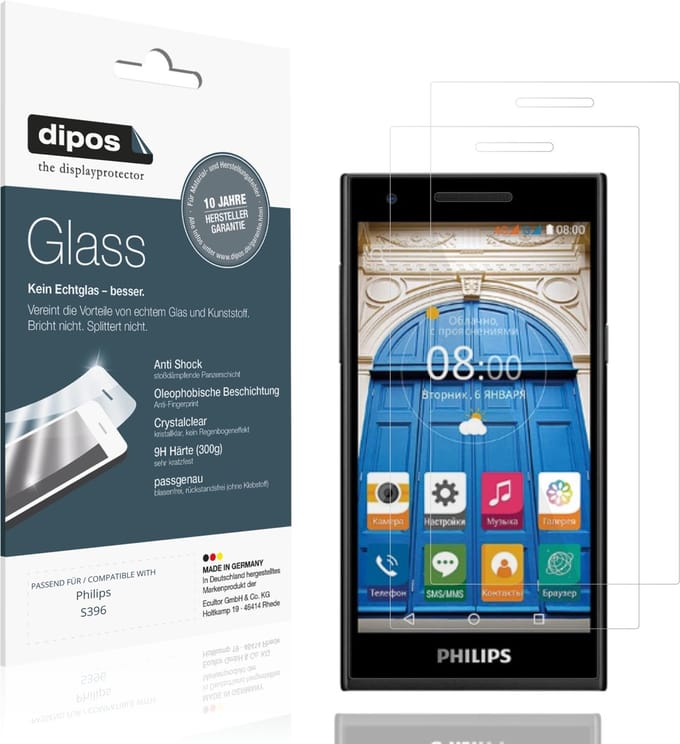 dipos – 2x Pantserfolie geschikt voor Philips S396 | 9H Screenprotector