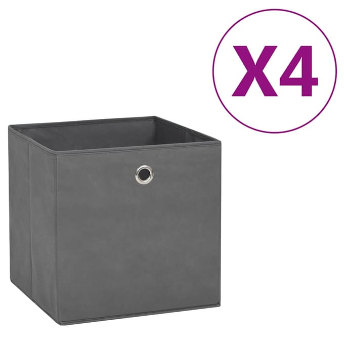 vidaXL - Opbergboxen - 4 - st - 28x28x28 - cm - nonwoven - stof - grijs
