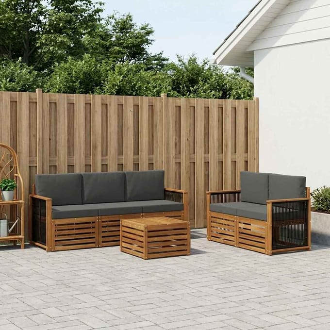 vidaXL - Buiten - bank - set - 6 - st - Natuurlijk - en - Antraciet