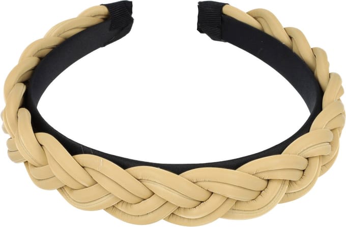 Haarsoires Haarband Diadeem 3cm – Gevlochten - Rubberlook – Beige