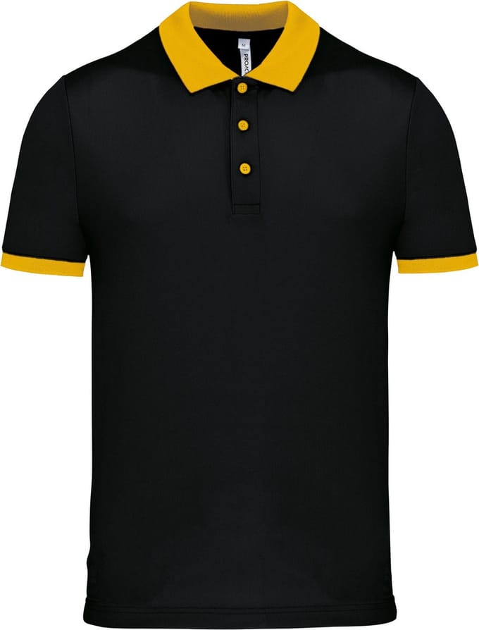 Herensportpolo 'Proact' met korte mouwen Black/Yellow - M