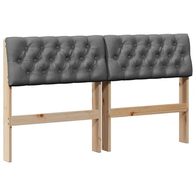 vidaXL Gestoffeerd hoofdbord Donkergrijs 150 cm Massief grenenhout