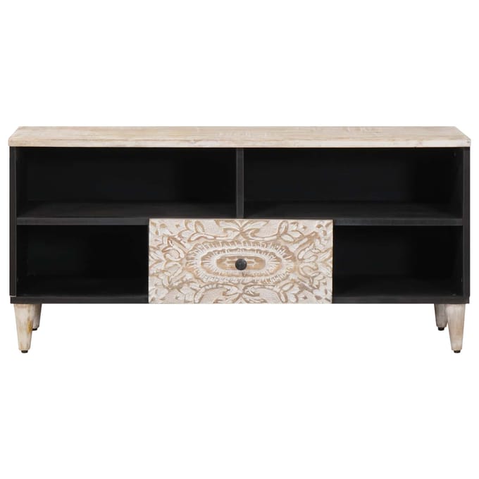 vidaXL - TV - Kast - Wit - 100 - x - 33,5 - x - 46 - cm - Massief - Mango - Hout