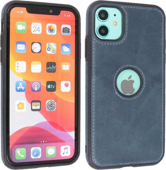 Giuliano - Leren Backcover - Telefoonhoesje - Voor iPhone 11 - Navy