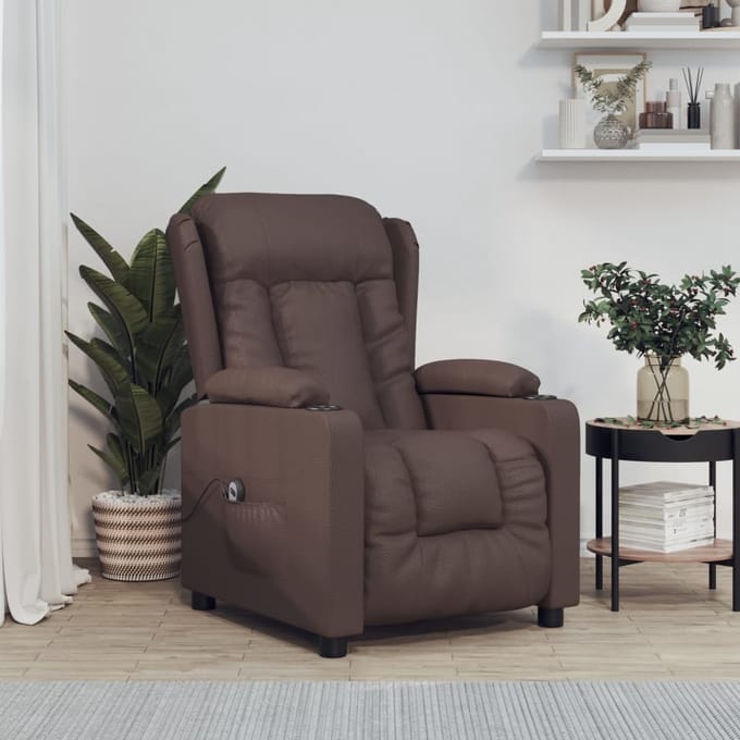 vidaXL - Fauteuil - verstelbaar - elektrisch - kunstleer - bruin