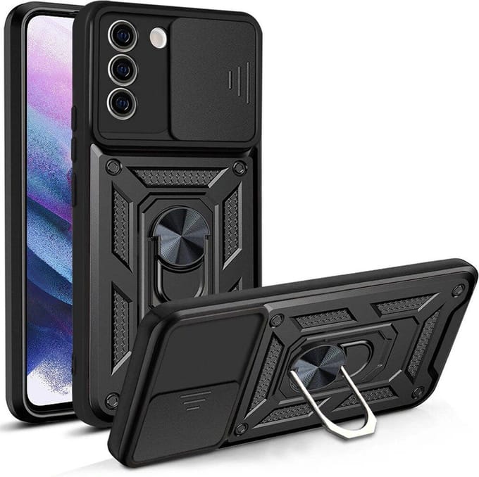 Hoesje geschikt voor Samsung Galaxy S21 FE - Techsuit Camshield Back Cover - Zwart