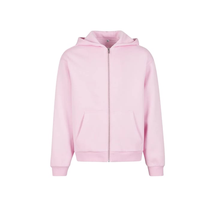 Build Your Brand Fluffy Sweatshirt Met Rits Roze M Man