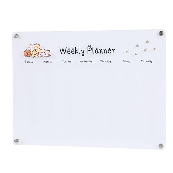 Acryl Wekelijkse Planner Magnetisch Uitwisbaar Transparant Wekelijks Planbord voor Koelkast white