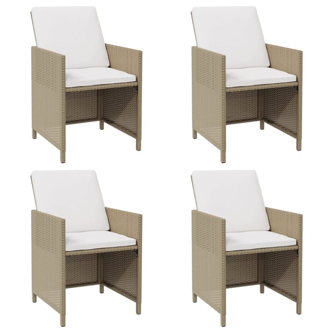 vidaXL Tuinstoelen 4 st met kussens poly rattan beige