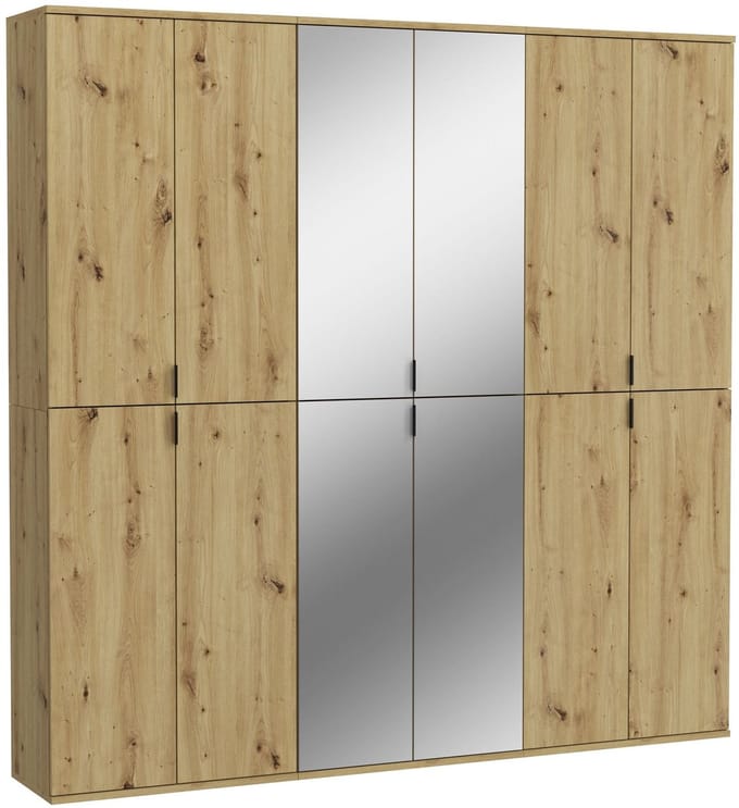 Kledingkast Projekt X Emob - Artisan Oak - 183x193x34 Cm - Spiegeldeuren
