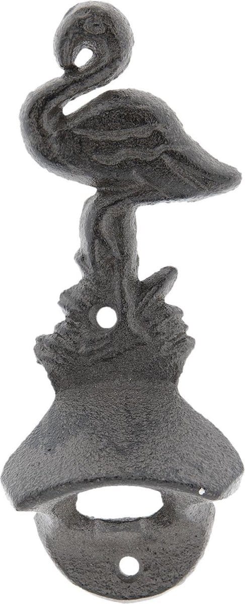 Clayre & Eef Flesopener 7x4x16 cm Bruin IJzer Flamingo