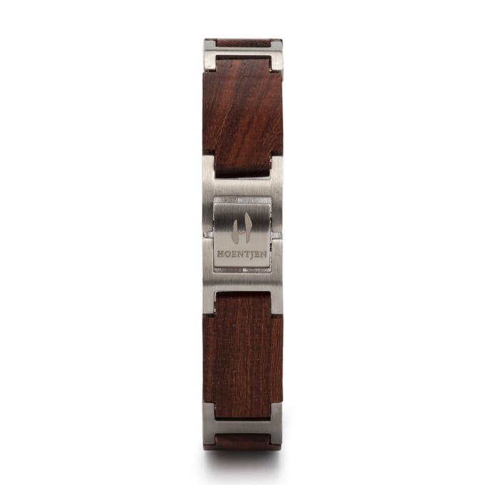 Hoentjen, houten armband - palissander RVS, 13mm (lange schakel)