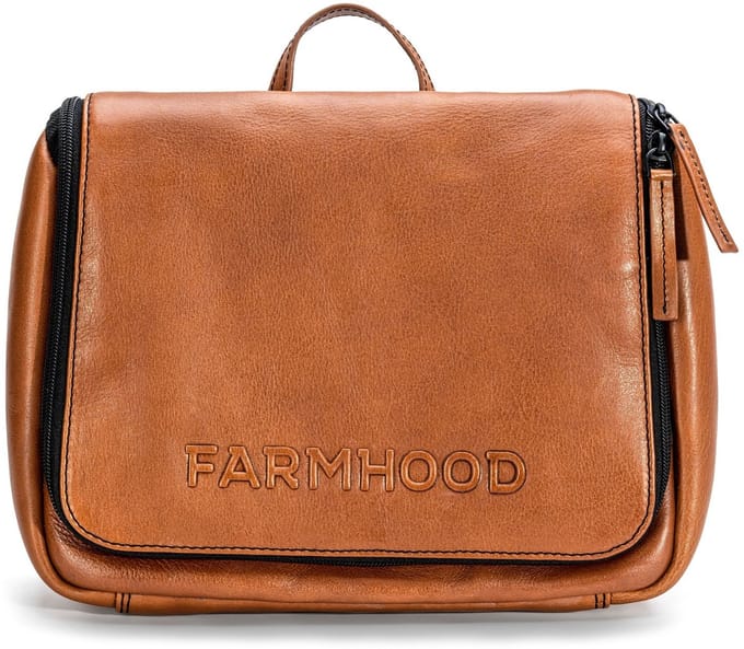 Farmhood Leren Toilettas Memphis Toiletry Bag Cognac Bruine