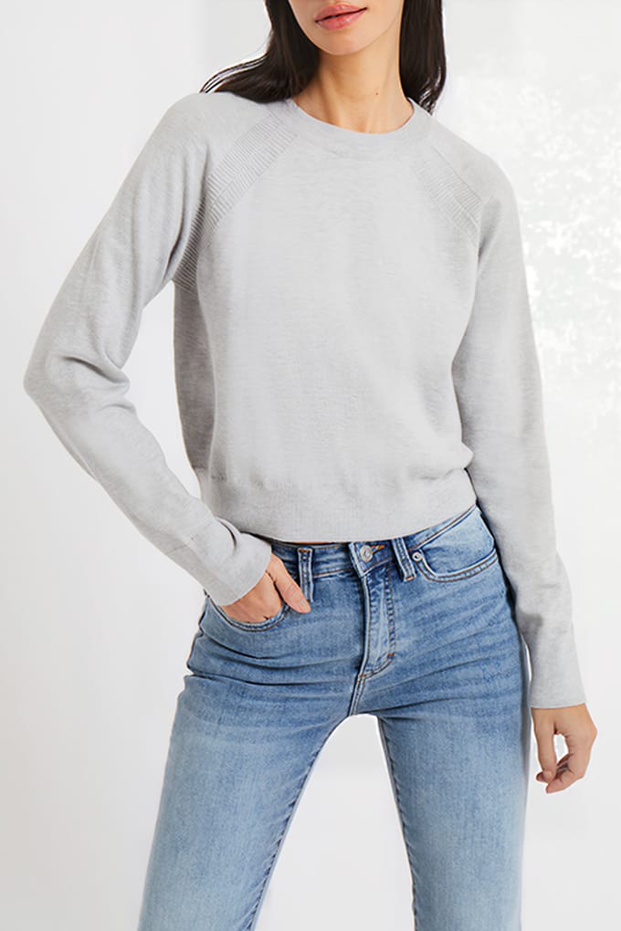 French Connection Supersoft Double Raglan Crew Lgt Grey Mel Taglia: XS | Maglioni a maglia Outlet | Donna | Grigio
