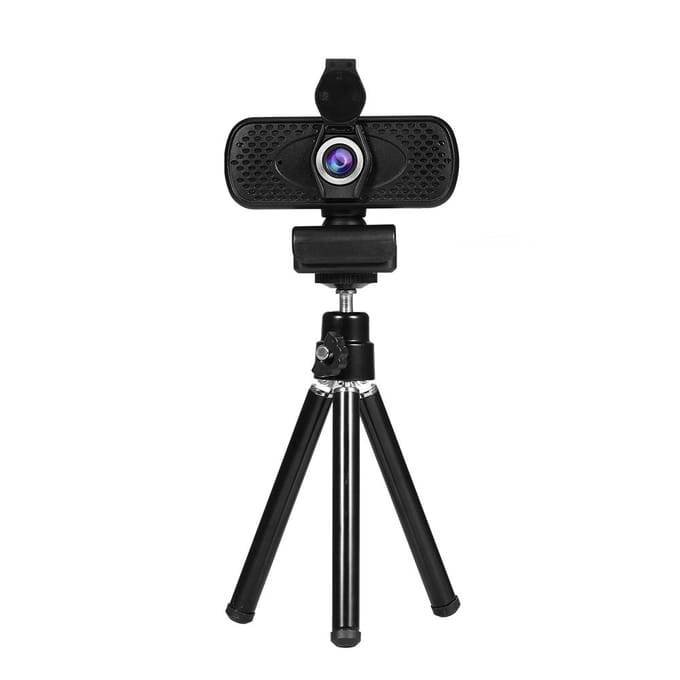 Caméra de vidéoconférence Webcam grand angle HD 1080P USB Plug & Play avec capuchon d'objectif et trépied pour noir