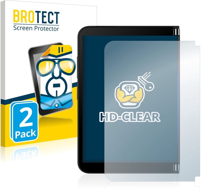 BROTECT - Screenprotector voor Microsoft Surface Duo 2 (Extern Beeldscherm) - Folie Beschermfolie transparant 2 Stuks