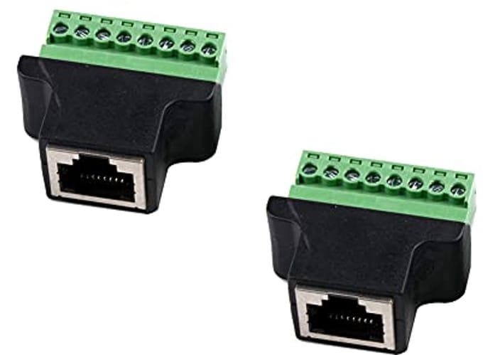 RJ45 naar 8-pins terminal block adapter voor LAN netwerkkabel - 2 stuks