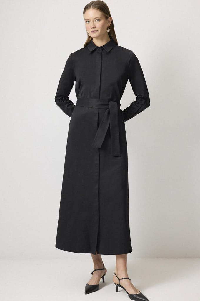 Touché Privé - Blousejurk met ceintuur - Zwart - Dames