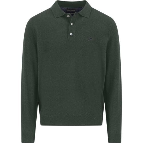 Fynch-Hatton Trui Polo Pullover Merino Cashmere Dark Ivy / male