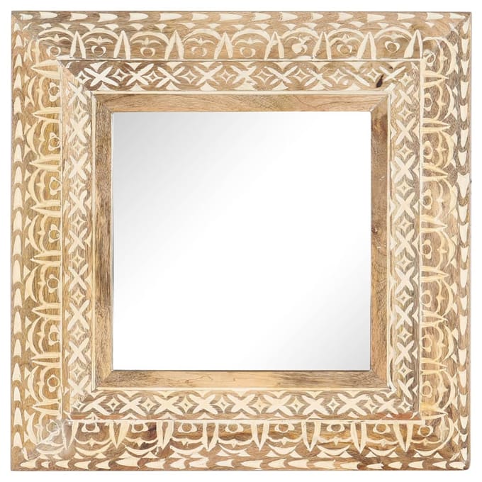 vidaXL - Spiegel - handgesneden - 50x50x2,6 - cm - massief - mangohout