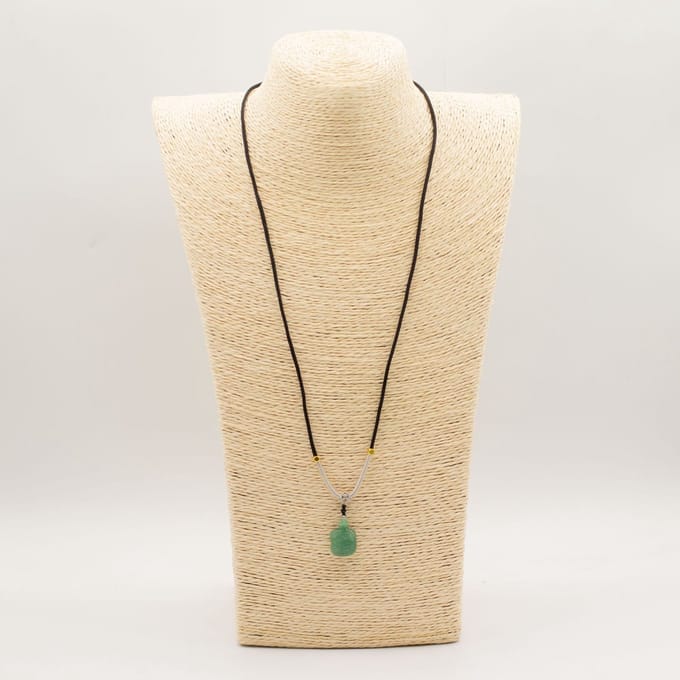 Koordketting met edelsteenhanger - Jade Schildpad