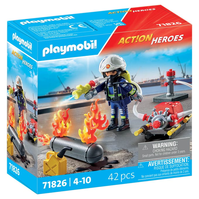 PLAYMOBIL Action Heroes Brandweerman met waterpomp 71826