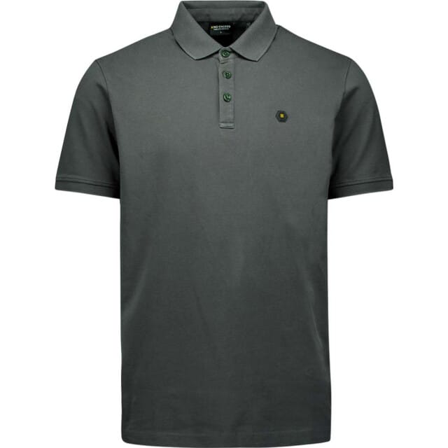 No Excess Polo pique garment dyed dark steel