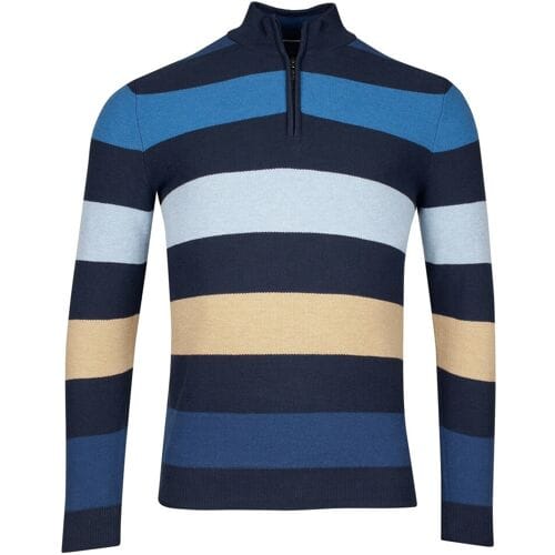 Baileys Trui Half Zip Two-Tone Yarn Dyed Stripes Bright Cobalt / male