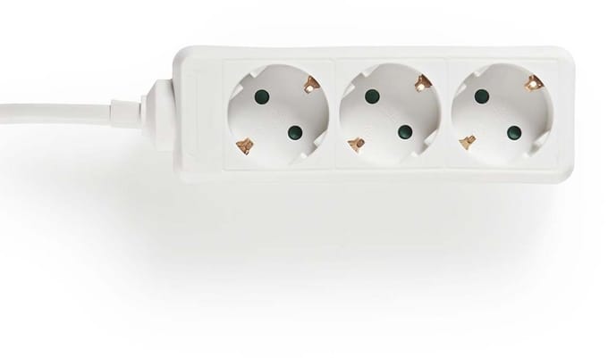Nedis Stekkerdoos - Randaarde stekker / Type F (CEE 7/7) - 3-wegs - 1.50 m - 3680 W - 16 A - Wit