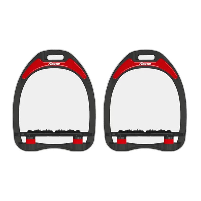 Aluminium stijgbeugels Plat Ultra-Grip Zwart/Zwart/Rood Flex-On