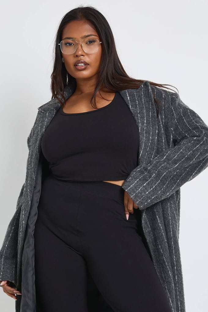 boohoo Dames Plus Basic Top met vierkante hals en lange mouwen | Zwart | Maat: 56