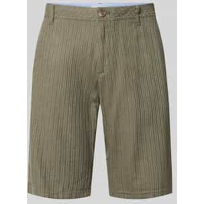 regular fit linnen short van mix van katoen en linnen