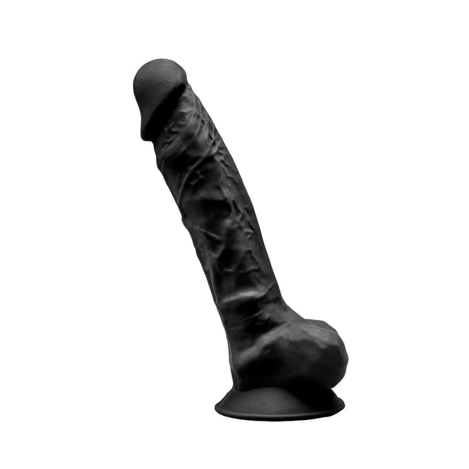 SILEXD - Dual Density siliconen Zwart dildo met balzak - 20.5 cm