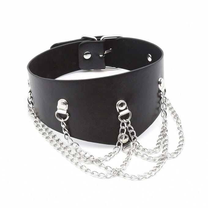 Smart Moves - Brede Collar met Kettingen - Zwart