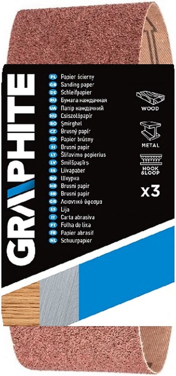 GRAPHITE - Eindloze Schuurband - K100 - 75 x 457 mm - 3 stuks