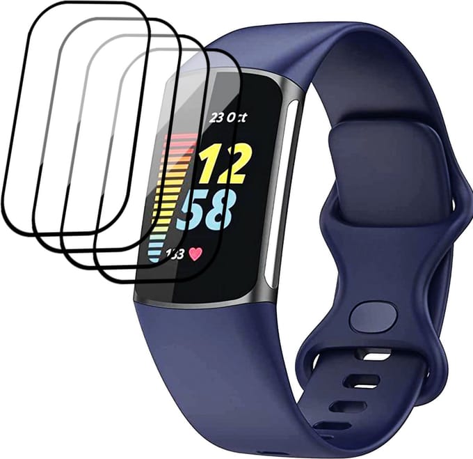 Screenprotector geschikt voor Fitbit Charge 5 - Beschermglas geschikt voor Fibit Charge 5 Screen Protector - 4 stuks