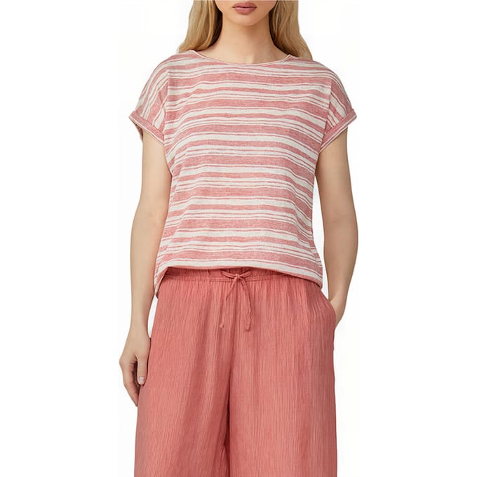 Gestreept T-shirt van gemêleerd garen dames QS