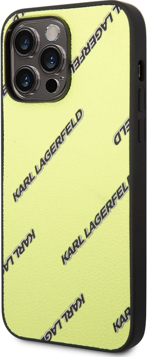 Karl Lagerfeld Backcover - iPhone 14 Pro Max - Groen, Geel - Slank Design - Valbescherming - Logomania