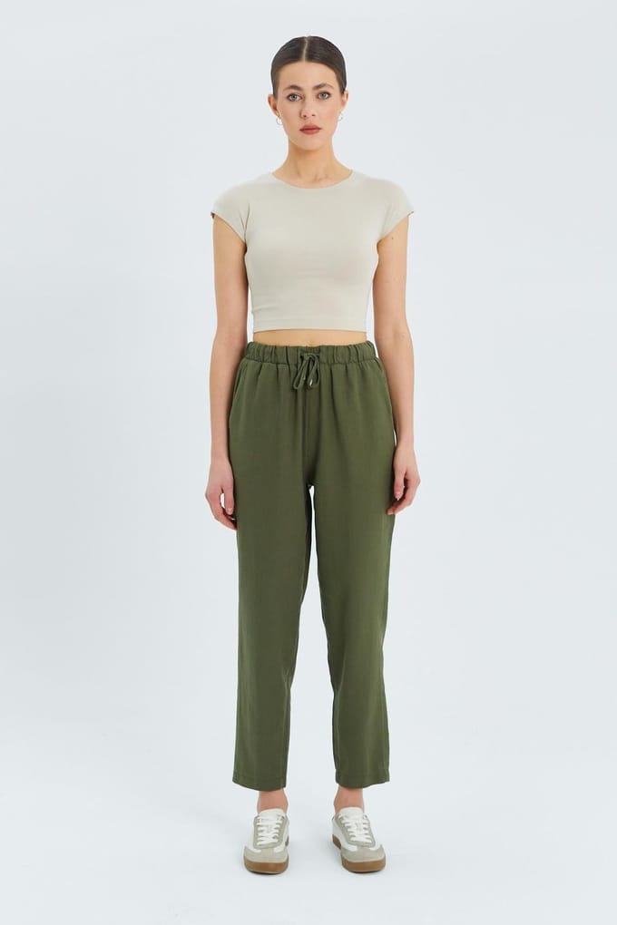 Hoge Taille Broek met Koord