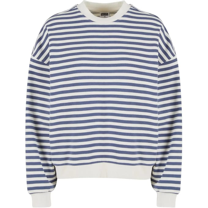 Urban Classics - Oversized Striped Crewneck sweater/trui - 4XL - Beige/Blauw