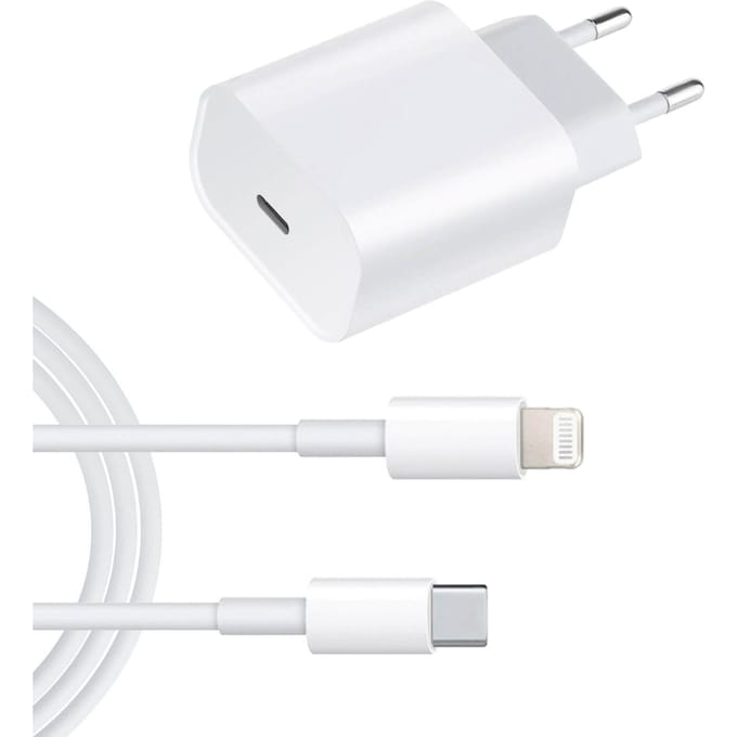 Lightning naar USB-C kabel (2 meter) met USB-C adapter - Wit